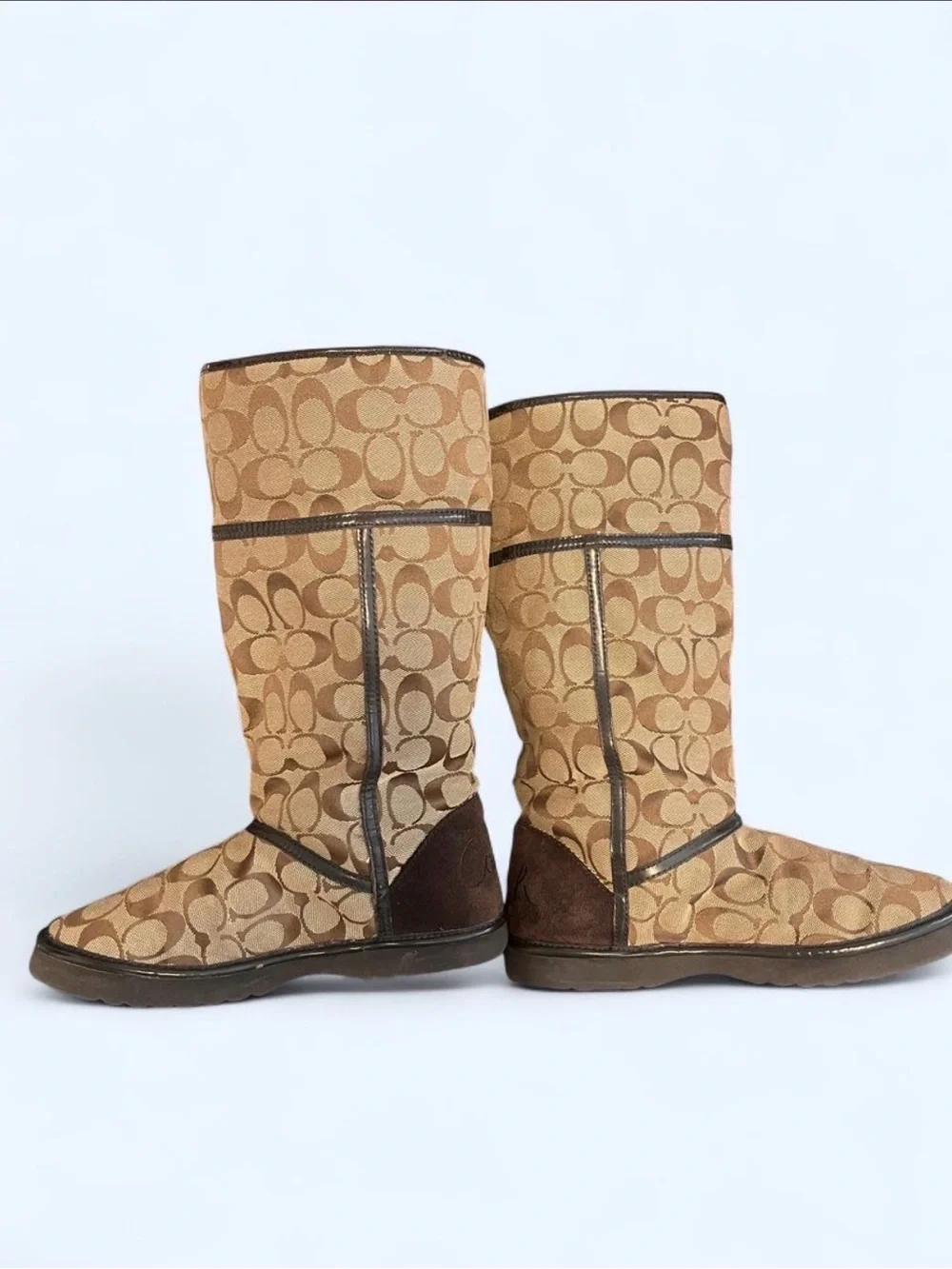 Coach Brown Signature Canvas Over-the-Knee Boots